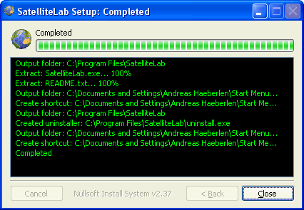 Dialog box after the installation is complete
